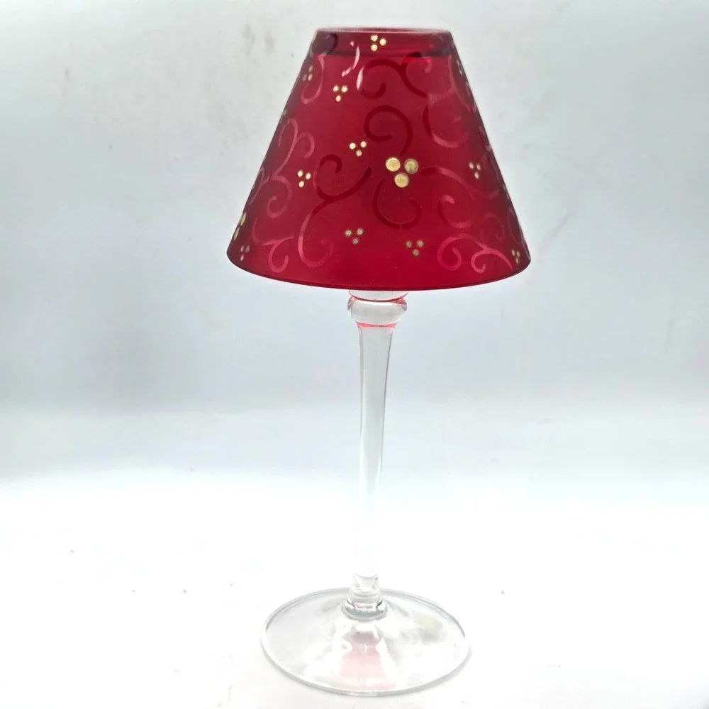 Vintage PartyLite P9247 Festive Flair Candle Lamp - Red Candle Holder